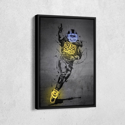 Aaron Donald Neon Canvas Art | Modern Wall Decor for Rams Fans