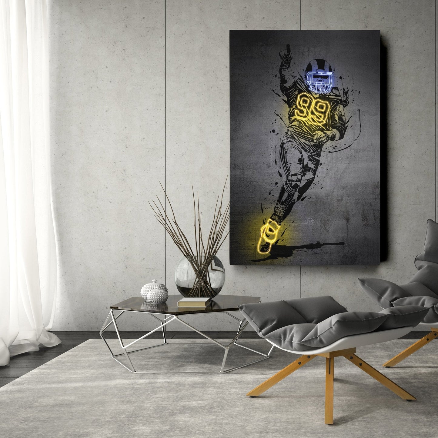 Aaron Donald Neon Canvas Art | Modern Wall Decor for Rams Fans