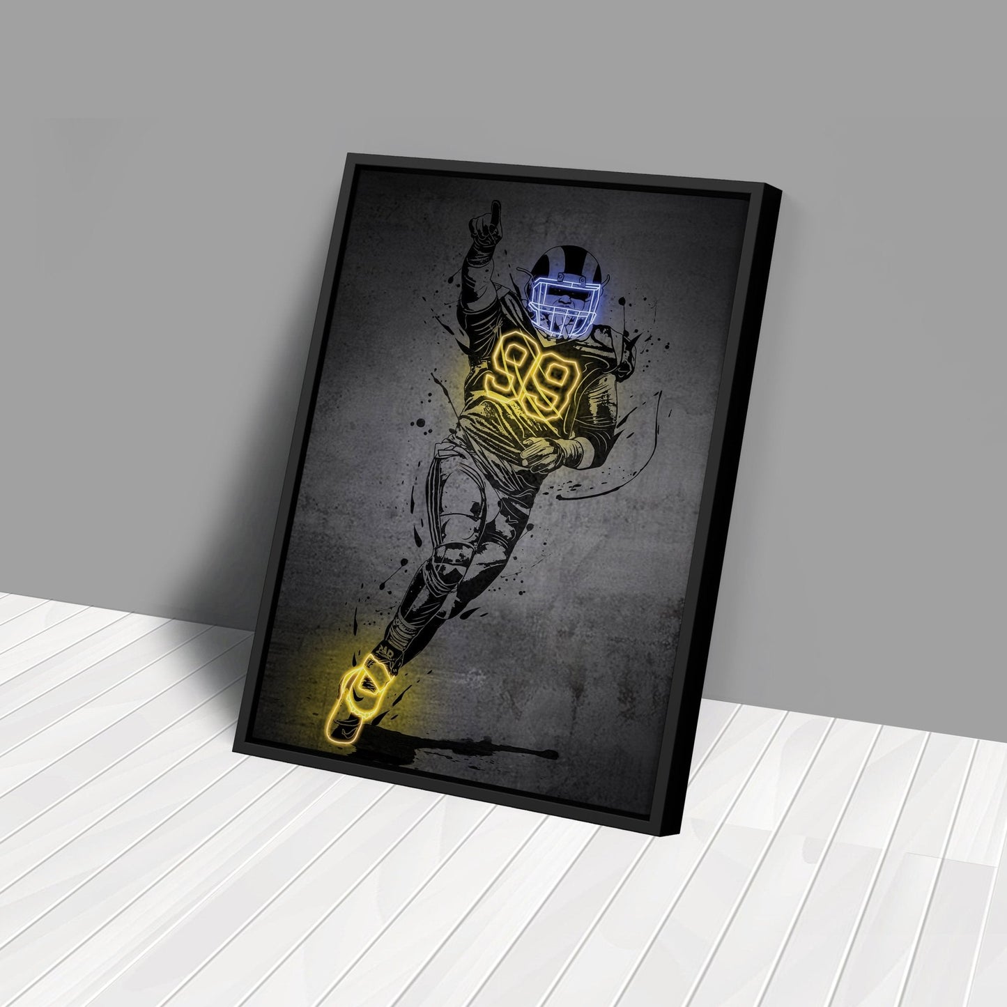 Aaron Donald Neon Canvas Art | Modern Wall Decor for Rams Fans