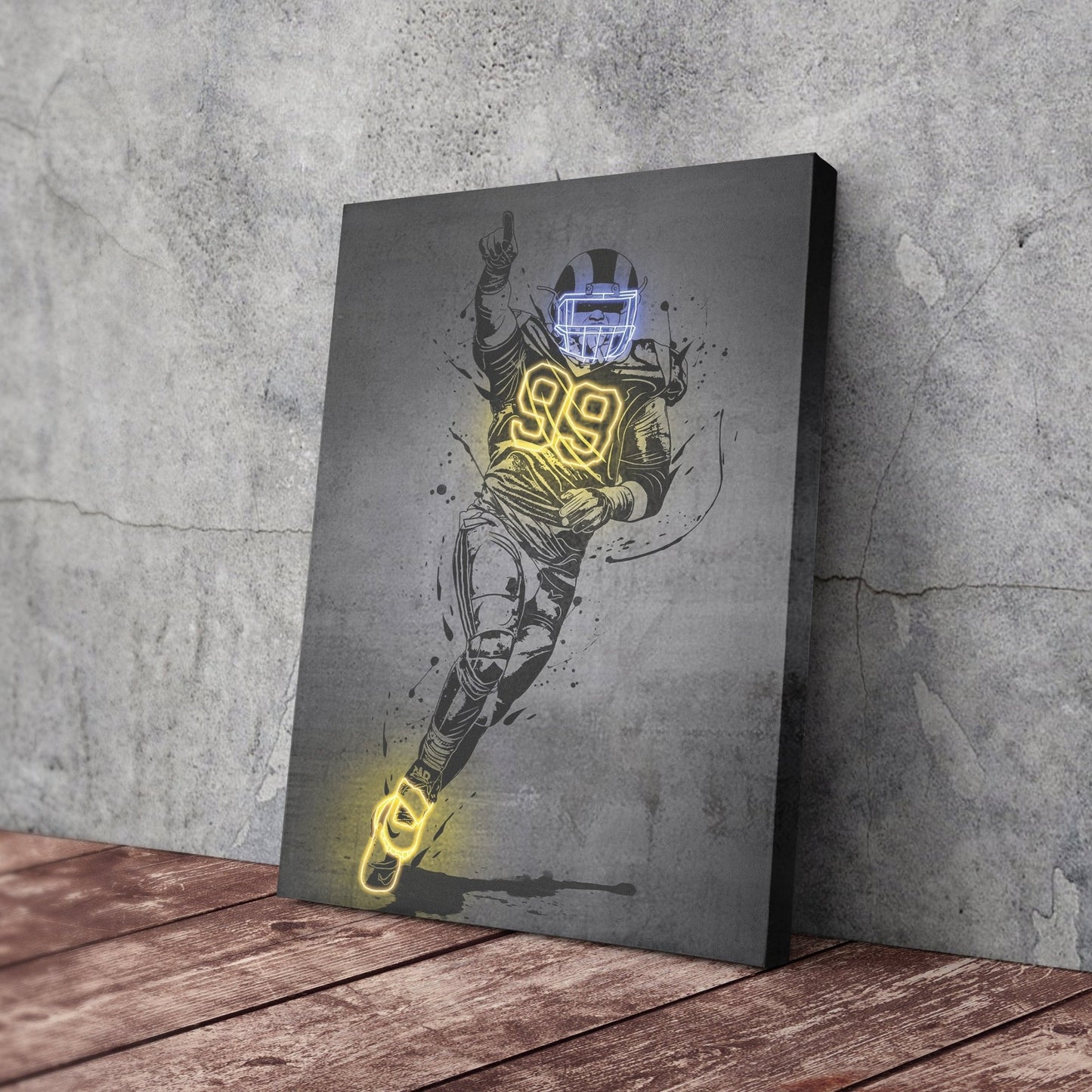 Aaron Donald Neon Canvas Art | Modern Wall Decor for Rams Fans