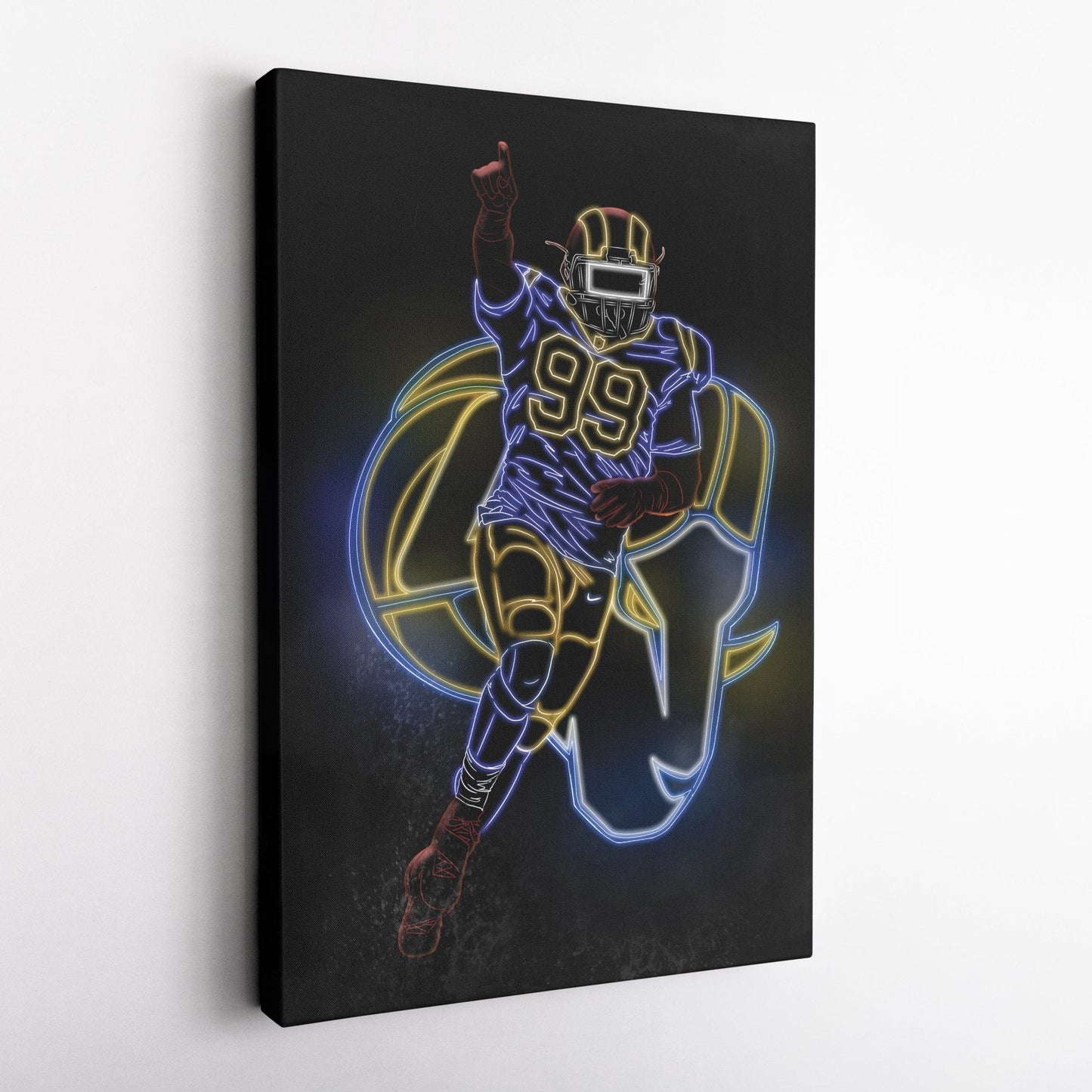 Aaron Donald Neon Canvas Art | Rams Wall Decor