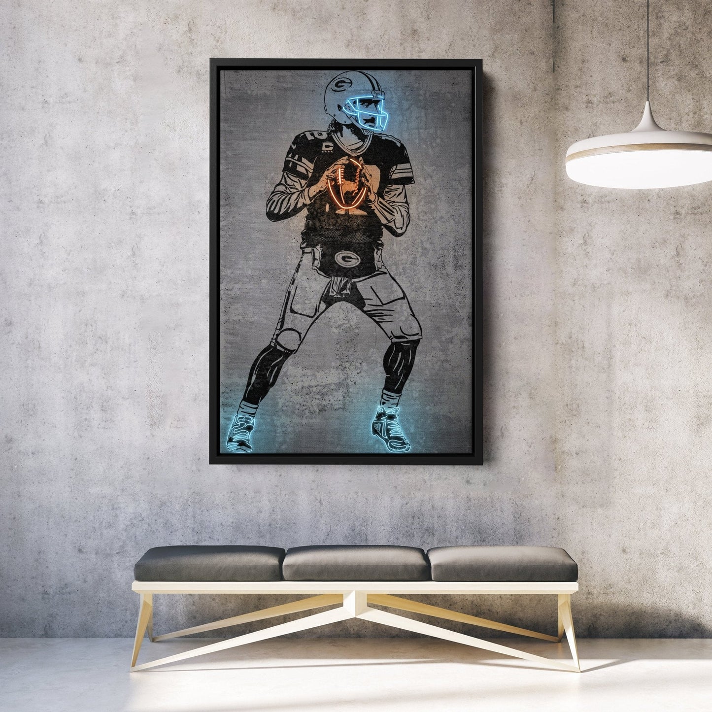 Aaron Rodgers Neon Canvas Art | Modern Wall Decor for Packers Fans