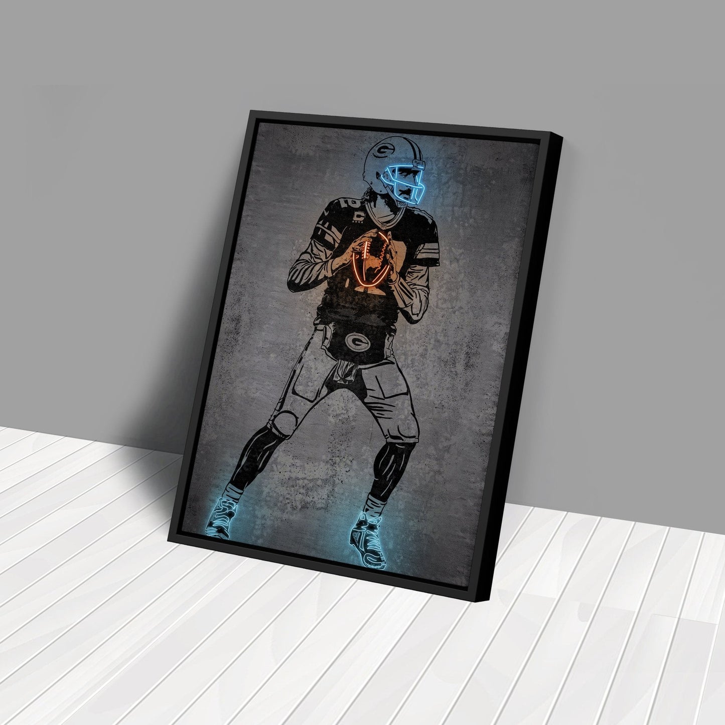 Aaron Rodgers Neon Canvas Art | Modern Wall Decor for Packers Fans