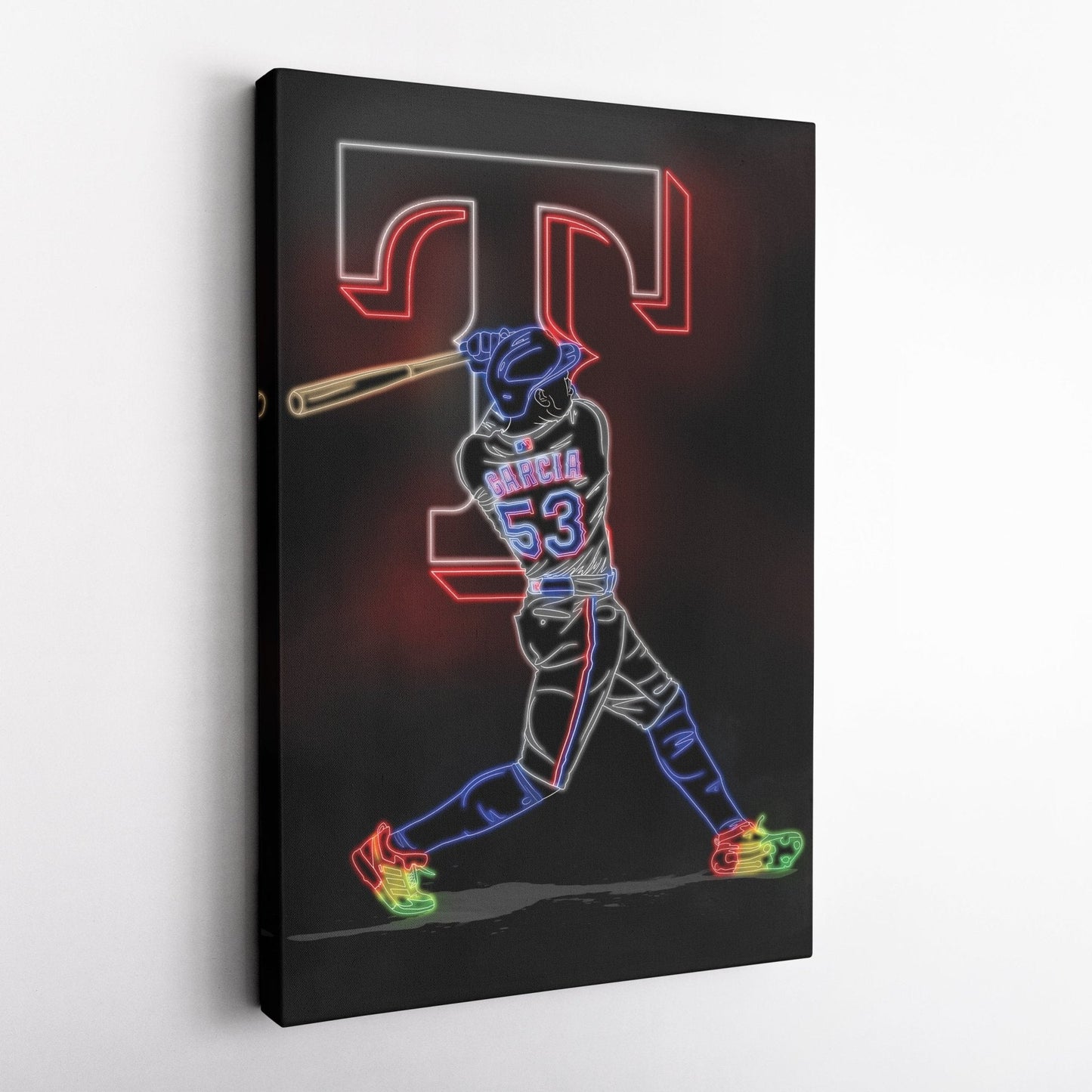 Adolis Garcia Neon Canvas Art | Rangers Wall Decor