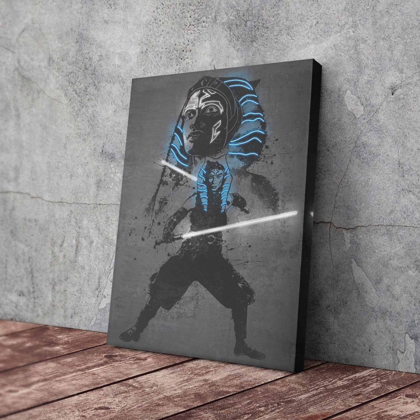 Ahsoka Tano Canvas | Star Wars Neon Wall Art