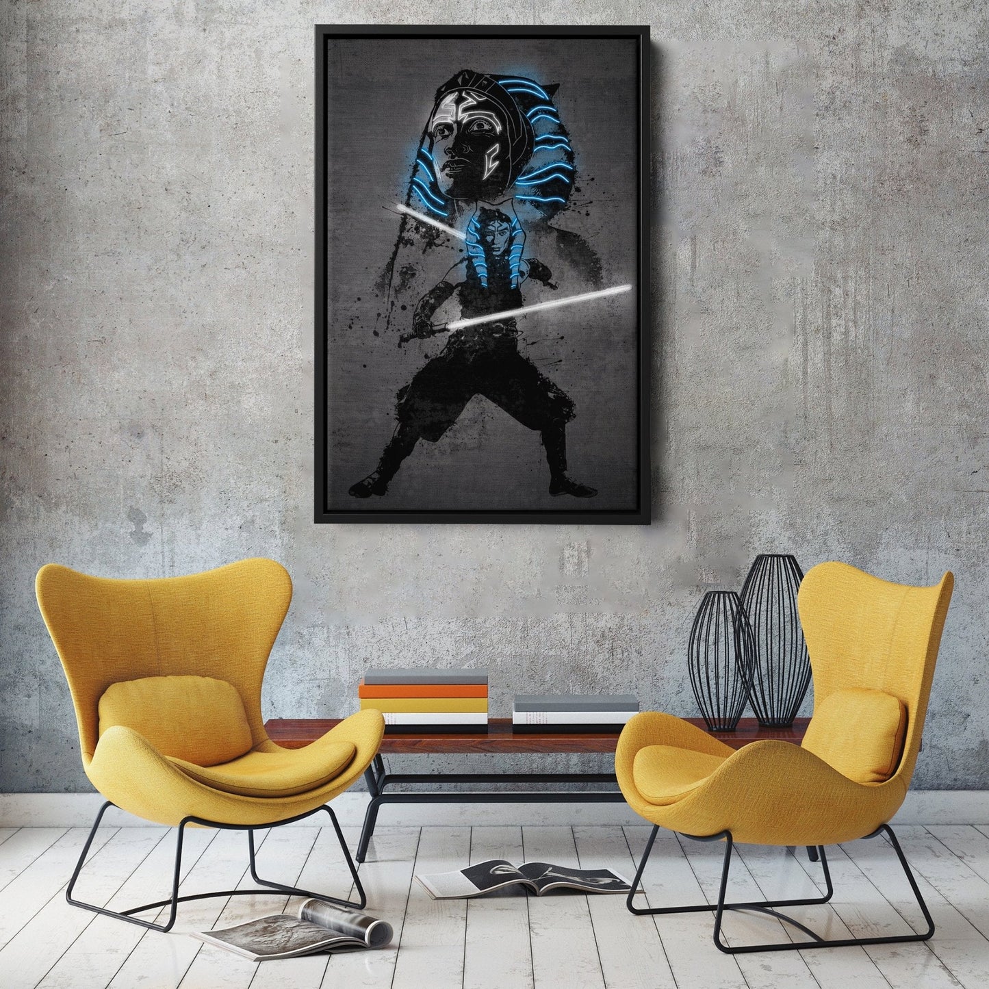 Ahsoka Tano Canvas | Star Wars Neon Wall Art