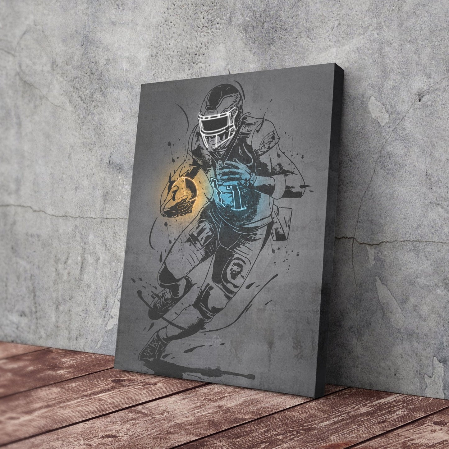 A.J. Brown Neon Canvas Art | Modern Wall Decor for Eagles Fans