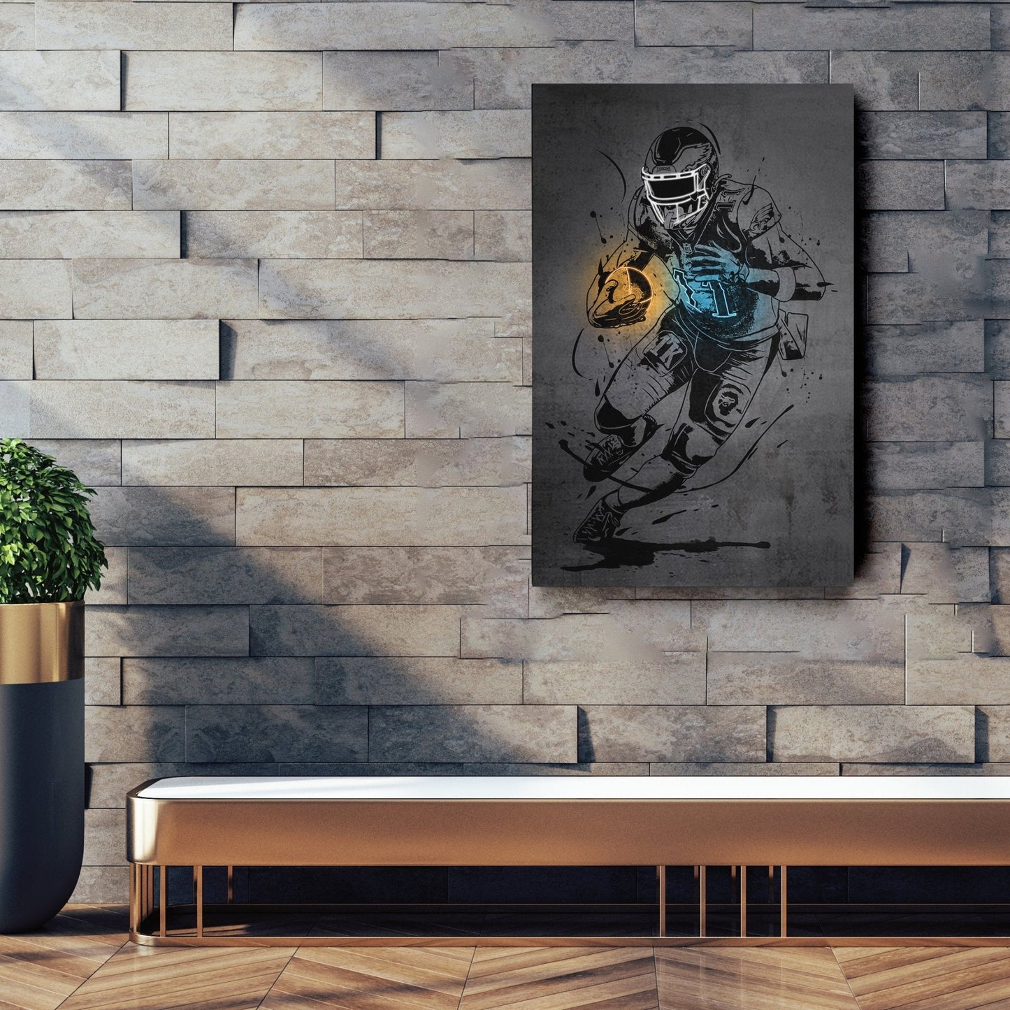 A.J. Brown Neon Canvas Art | Modern Wall Decor for Eagles Fans