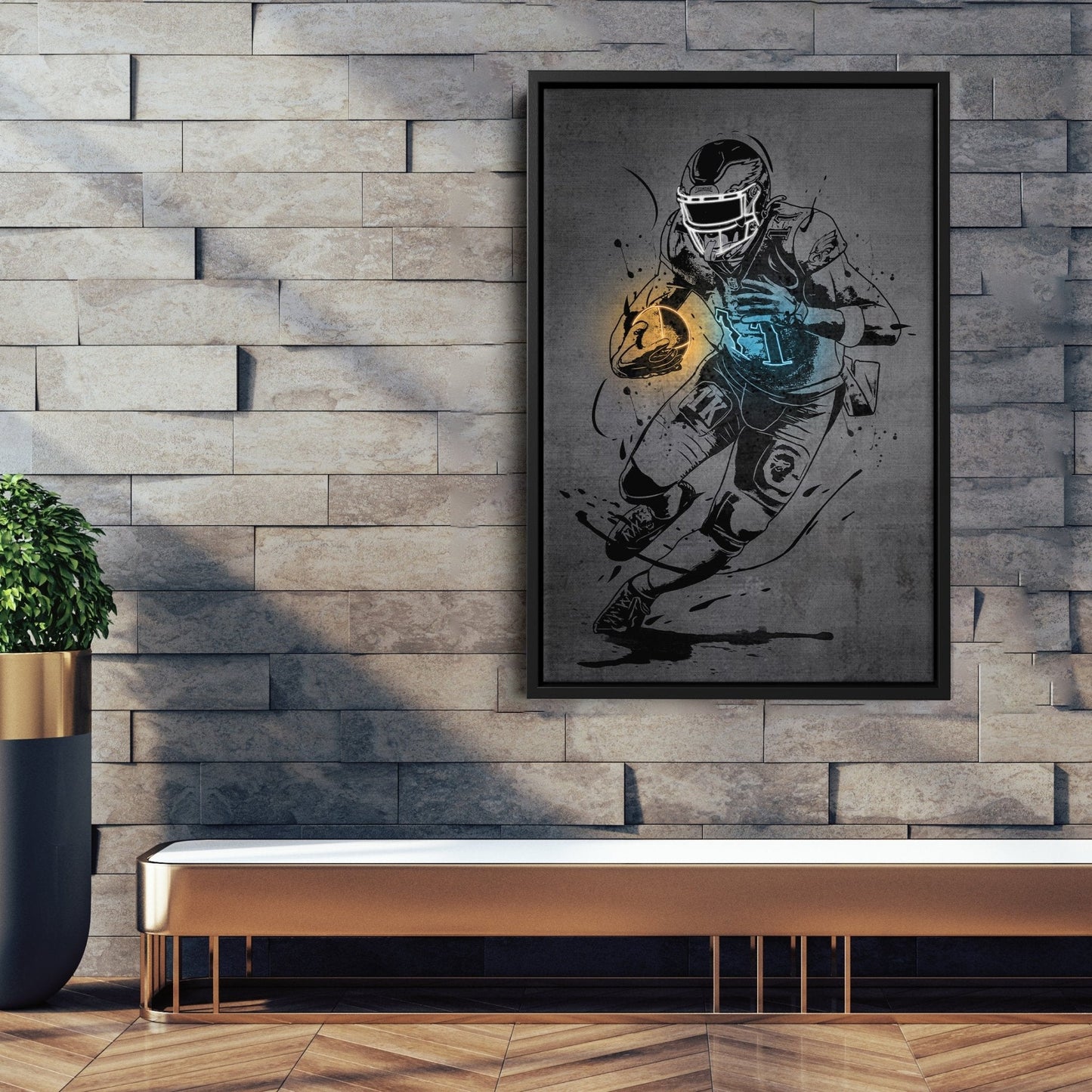 A.J. Brown Neon Canvas Art | Modern Wall Decor for Eagles Fans