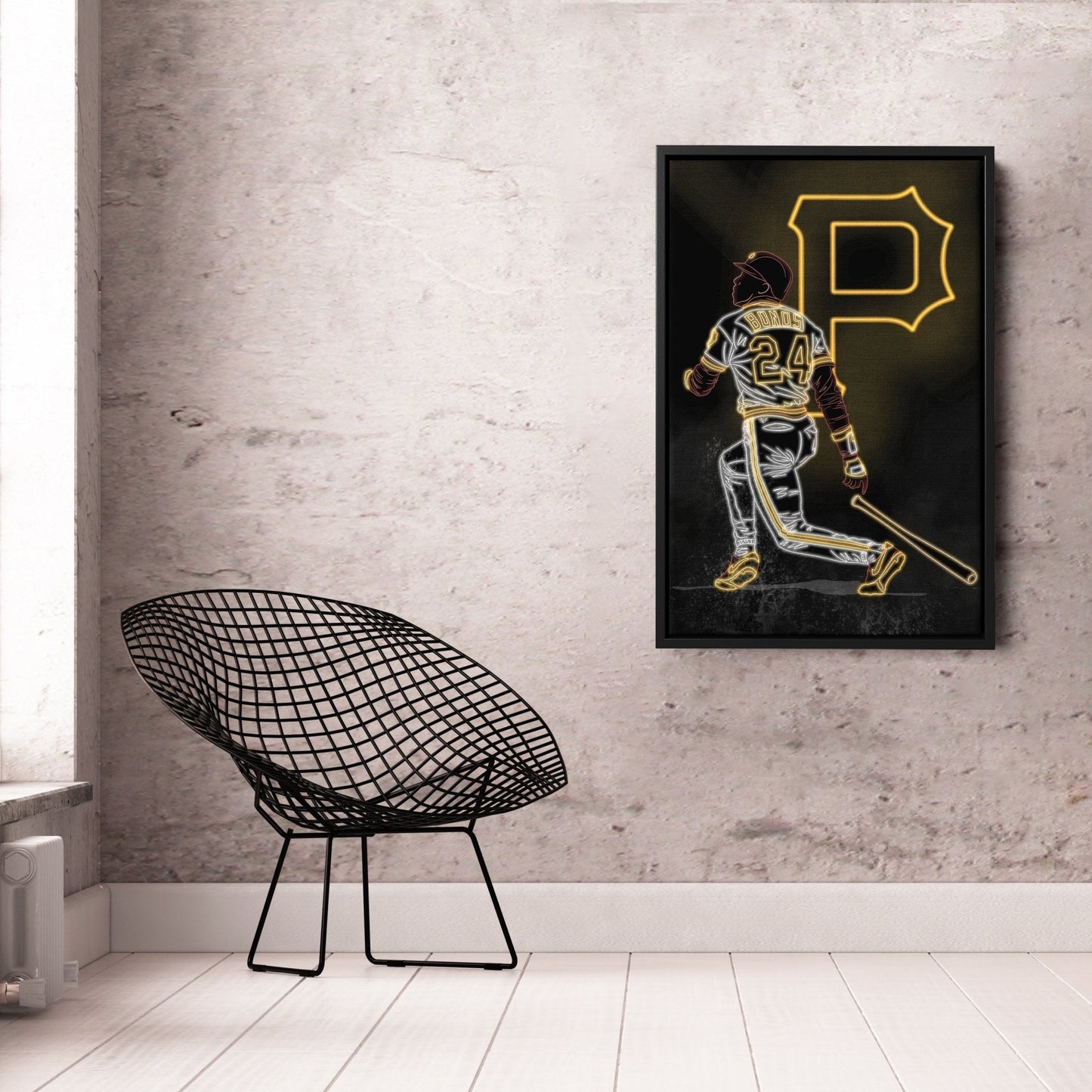 Barry Bonds Neon Canvas Art | Pirates Wall Decor