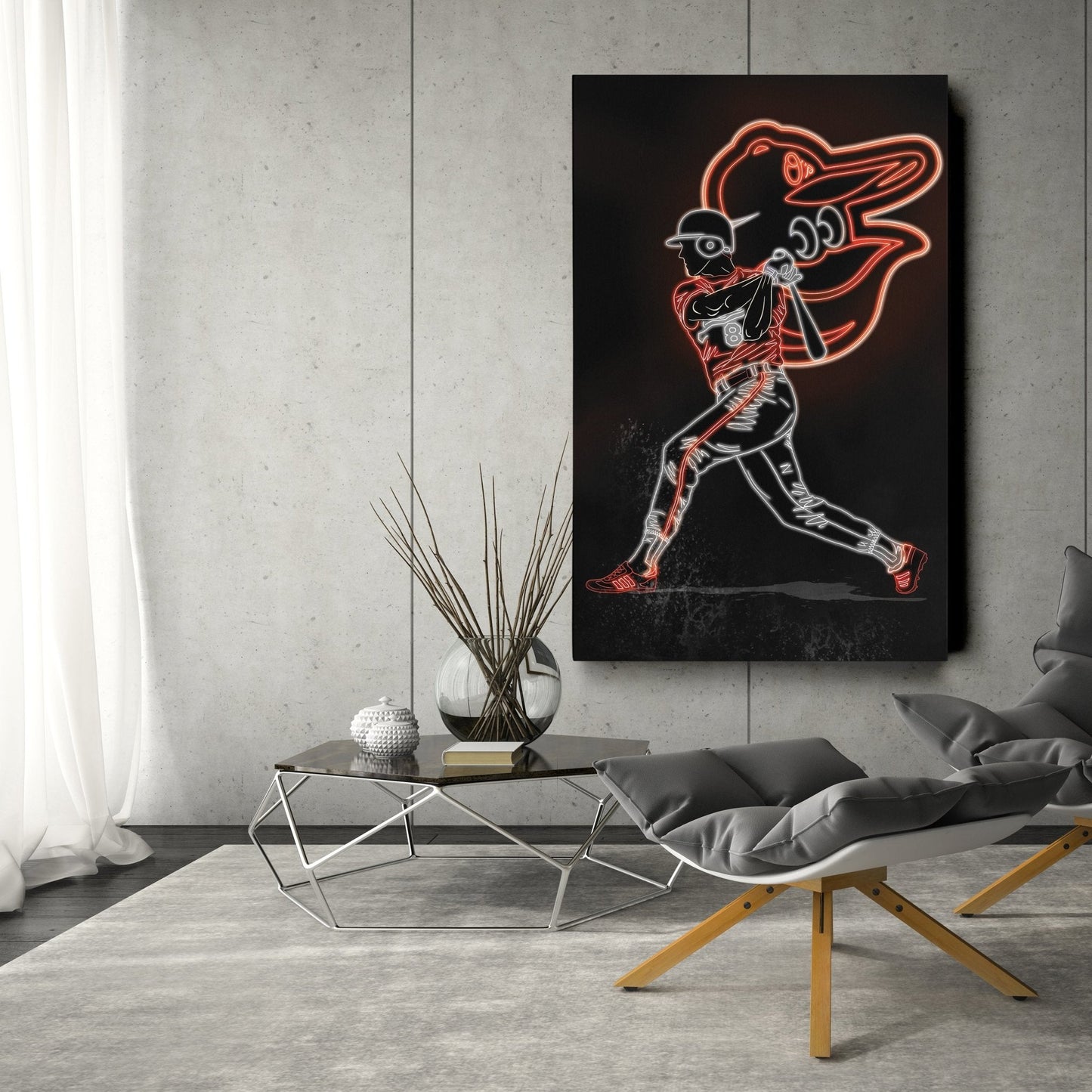 Cal Ripken Jr. Neon Canvas Art | Orioles Wall Decor