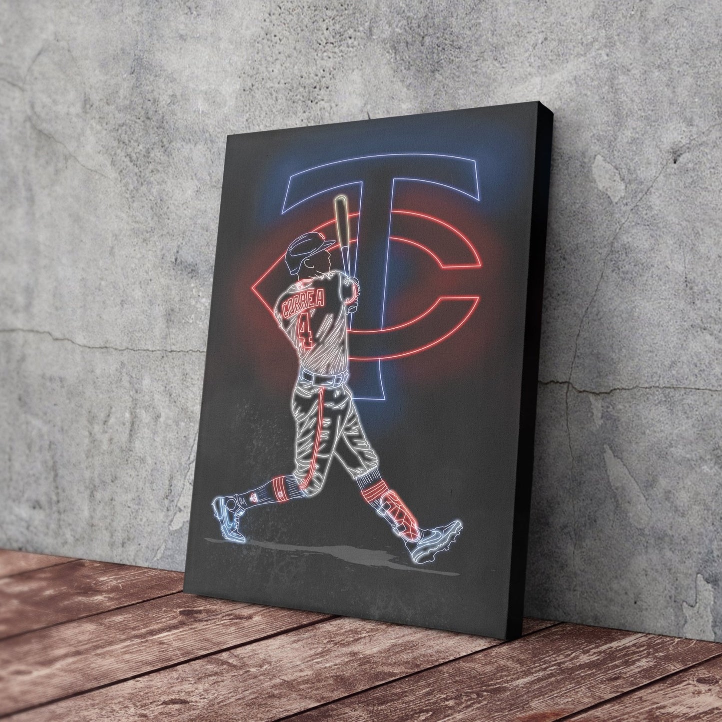 Carlos Correa Neon Canvas Art | Twins Wall Decor