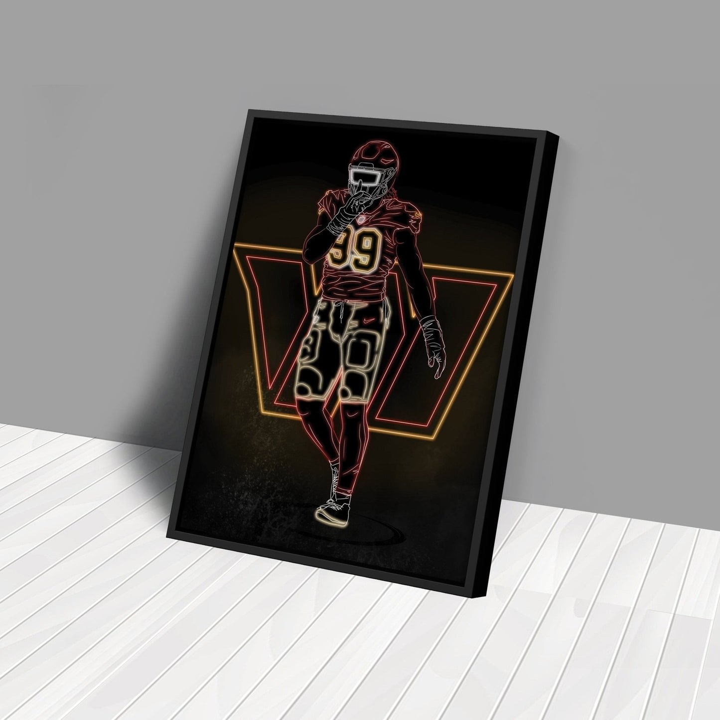 Chase Young Neon Canvas Art | Commanders Wall Decor