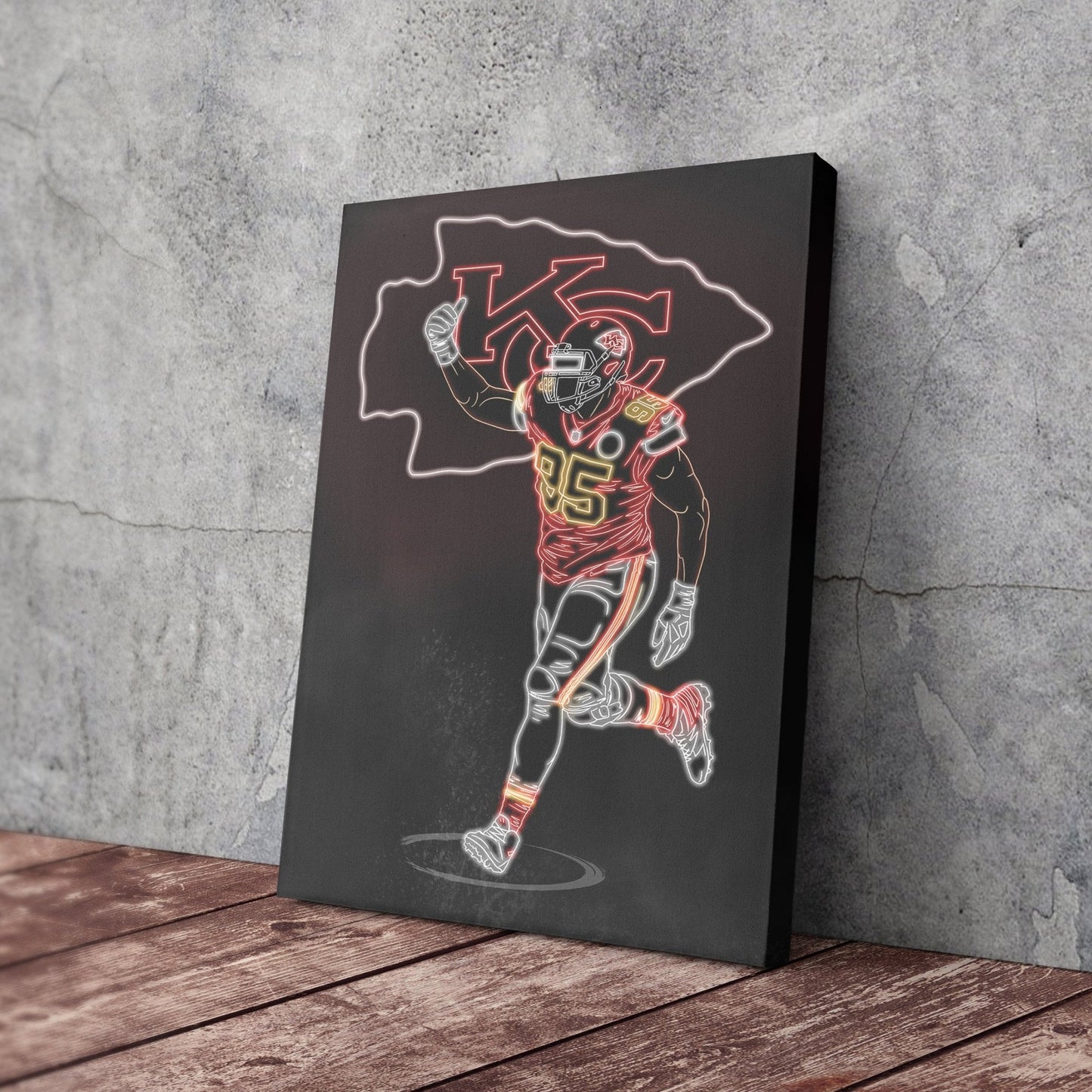 Chris Jones Neon Canvas Art | Chiefs Wall Decor