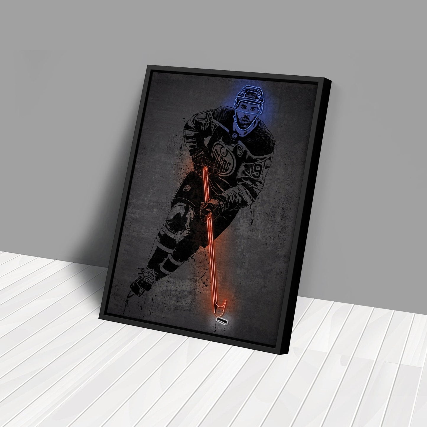 Connor McDavid Neon Canvas Art | Modern Wall Decor for Oilers Fans