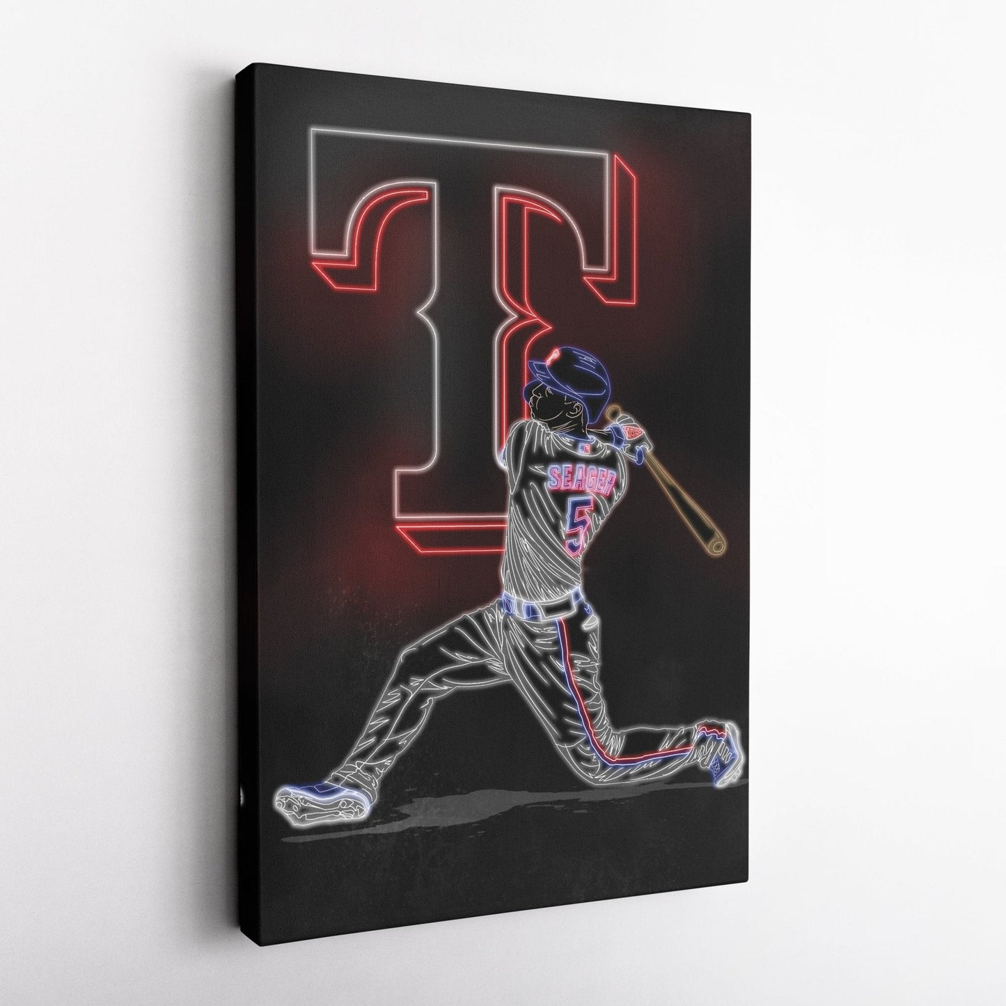 Corey Seager Neon Canvas Art | Rangers Wall Decor