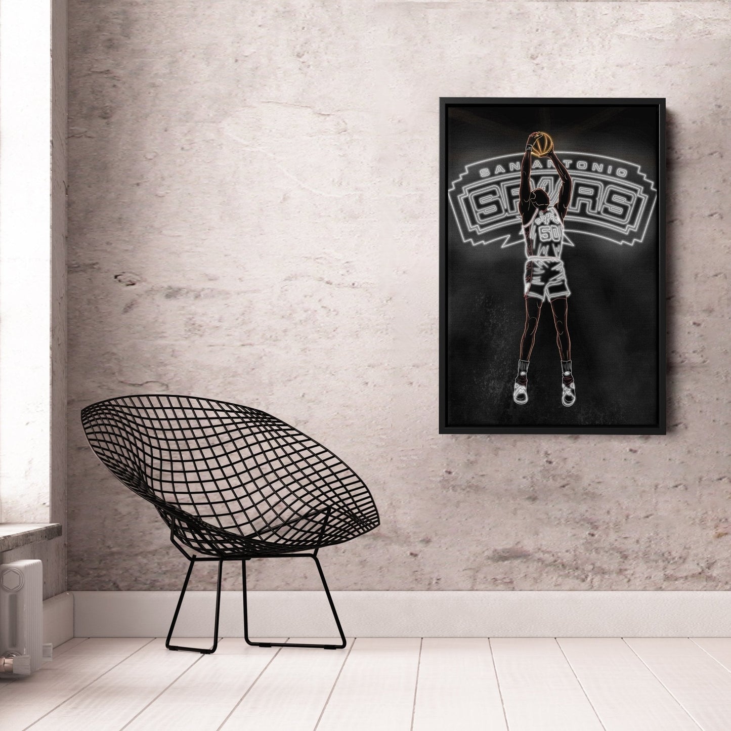 David Robinson Neon Canvas Art | Spurs Wall Decor