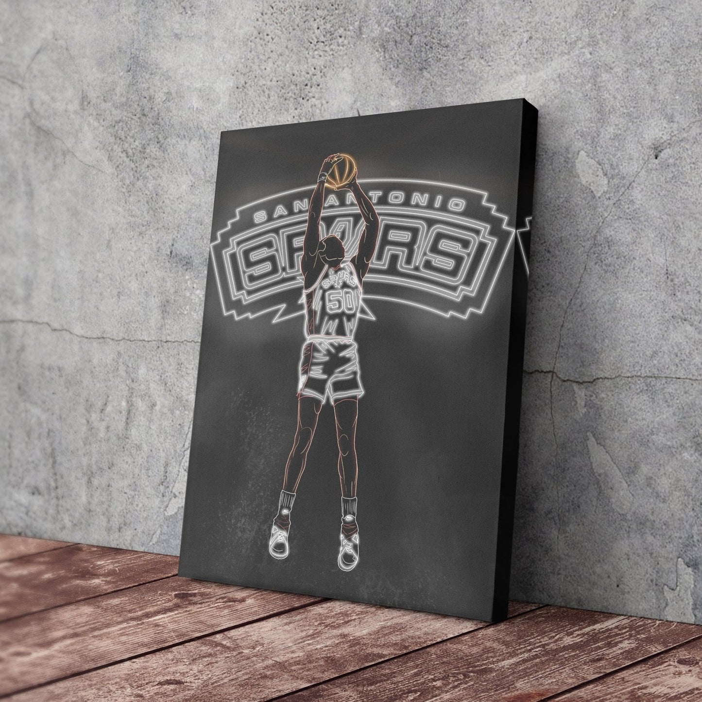 David Robinson Neon Canvas Art | Spurs Wall Decor