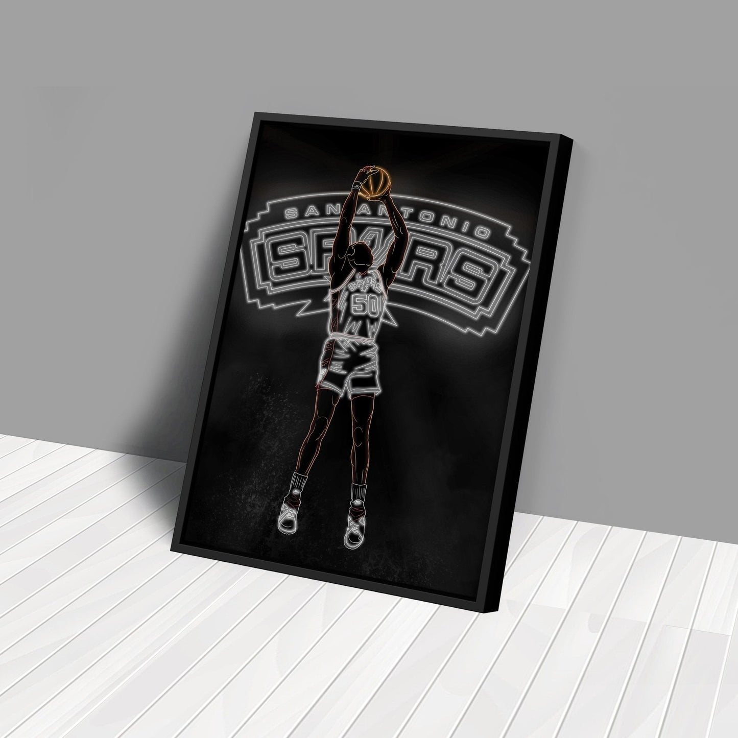 David Robinson Neon Canvas Art | Spurs Wall Decor