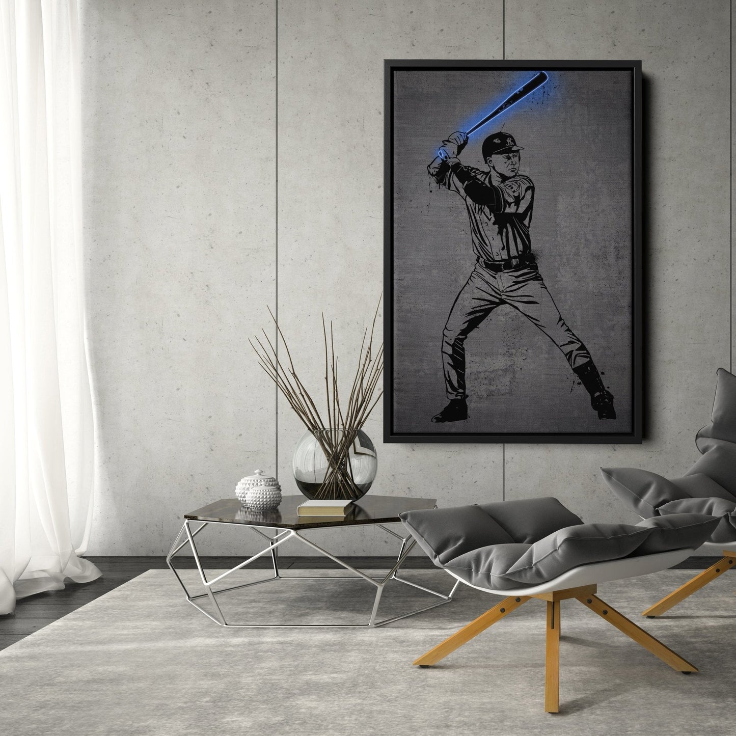Derek Jeter Neon Canvas Art | Modern Wall Decor for Yankees Fans