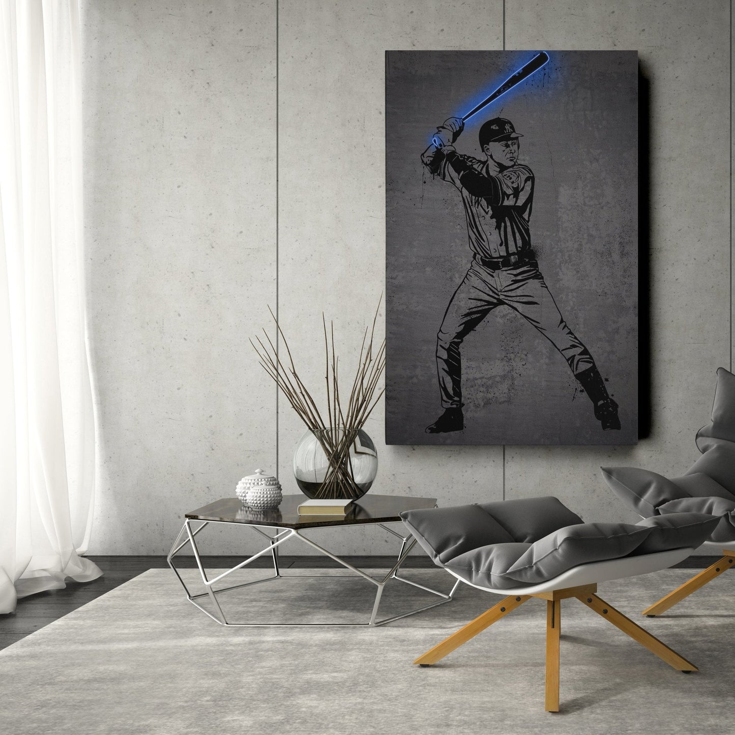 Derek Jeter Neon Canvas Art | Modern Wall Decor for Yankees Fans