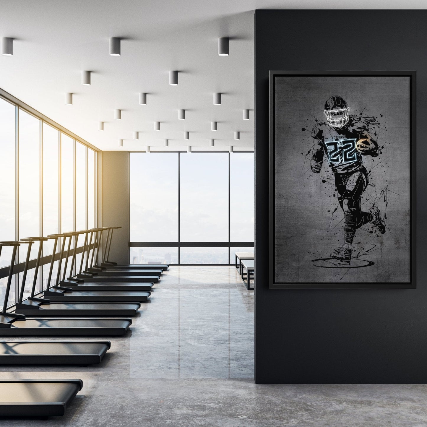 Derrick Henry Neon Canvas Art | Modern Wall Decor for Titans Fans