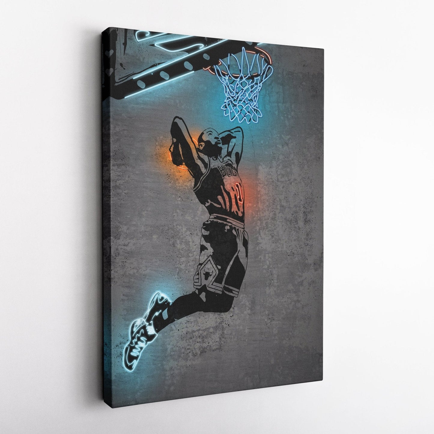 Derrick Rose Neon Canvas Art | Modern Wall Decor for Bulls Fans