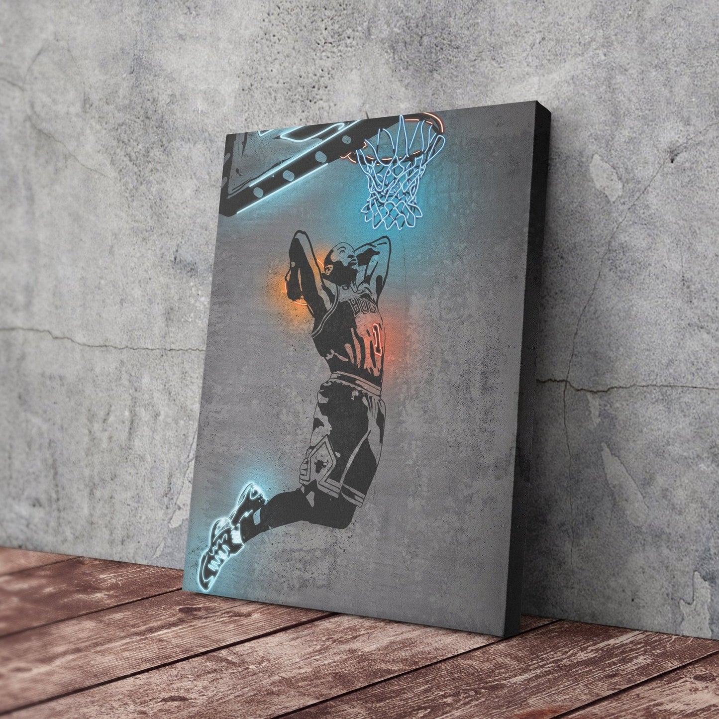 Derrick Rose Neon Canvas Art | Modern Wall Decor for Bulls Fans
