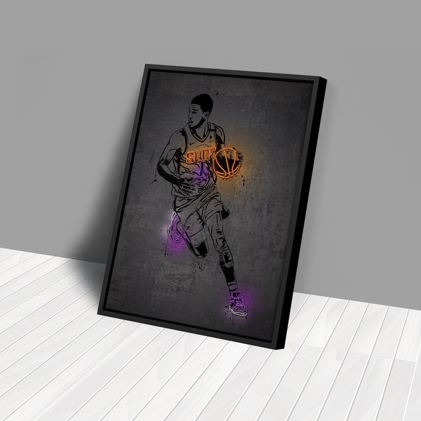 Devin Booker Neon Canvas Art | Modern Wall Decor for Suns Fans