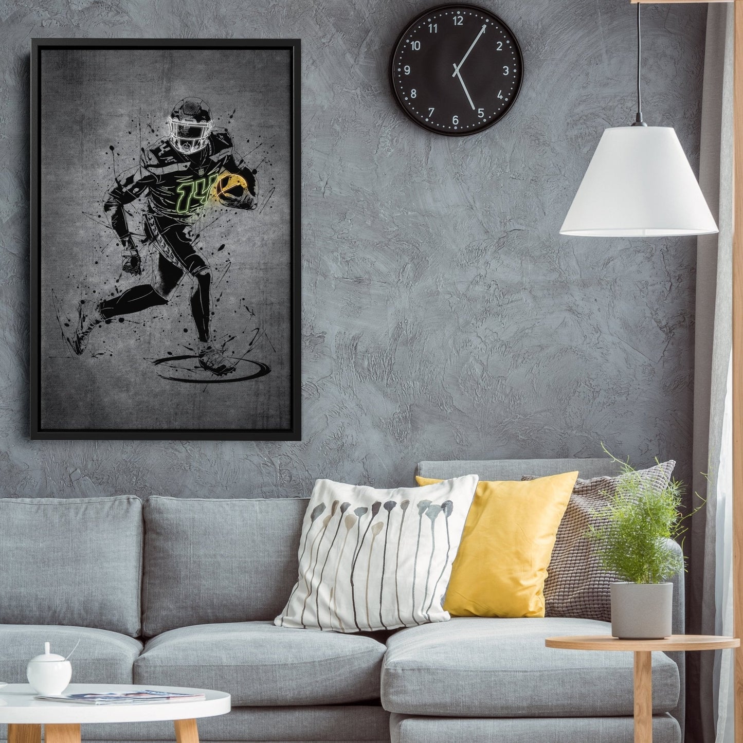 DK Metcalf Neon Canvas Art | Modern Wall Decor for Seahawks Fans