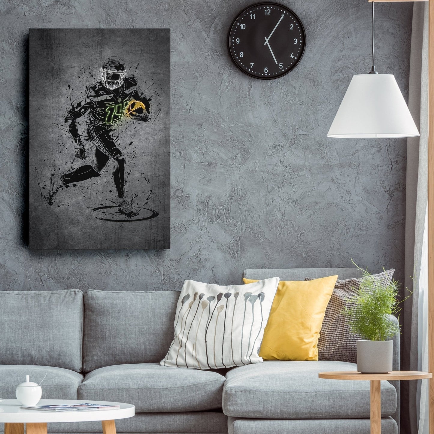 DK Metcalf Neon Canvas Art | Modern Wall Decor for Seahawks Fans