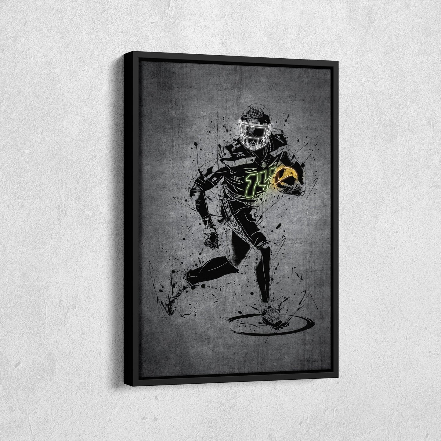 DK Metcalf Neon Canvas Art | Modern Wall Decor for Seahawks Fans