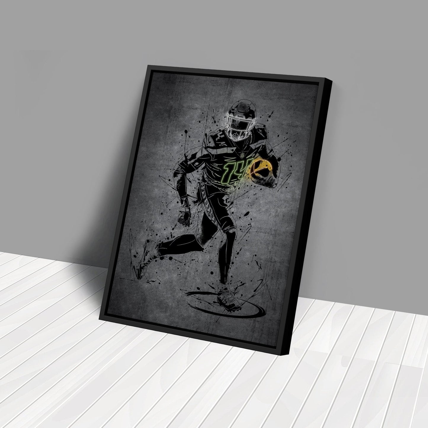 DK Metcalf Neon Canvas Art | Modern Wall Decor for Seahawks Fans