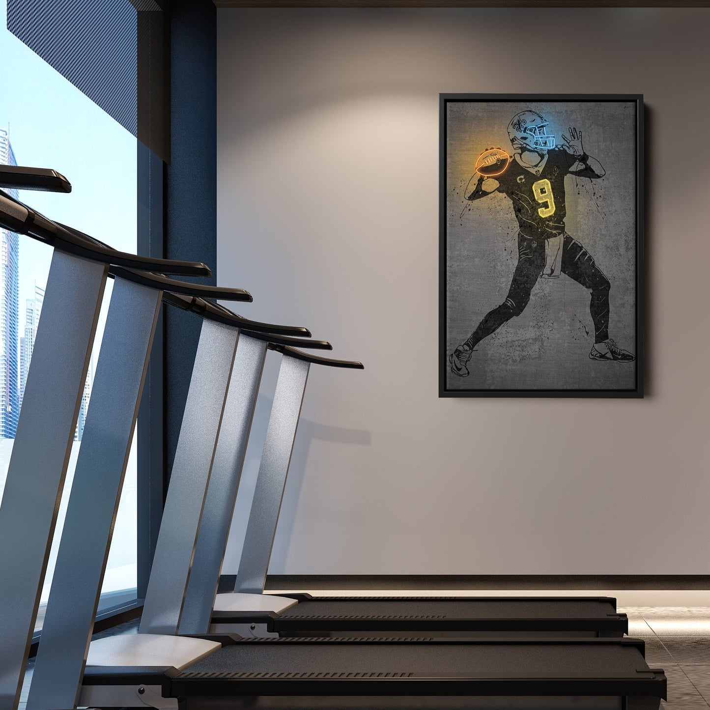 Drew Brees Neon Canvas Art | Modern Wall Decor for Saints Fans