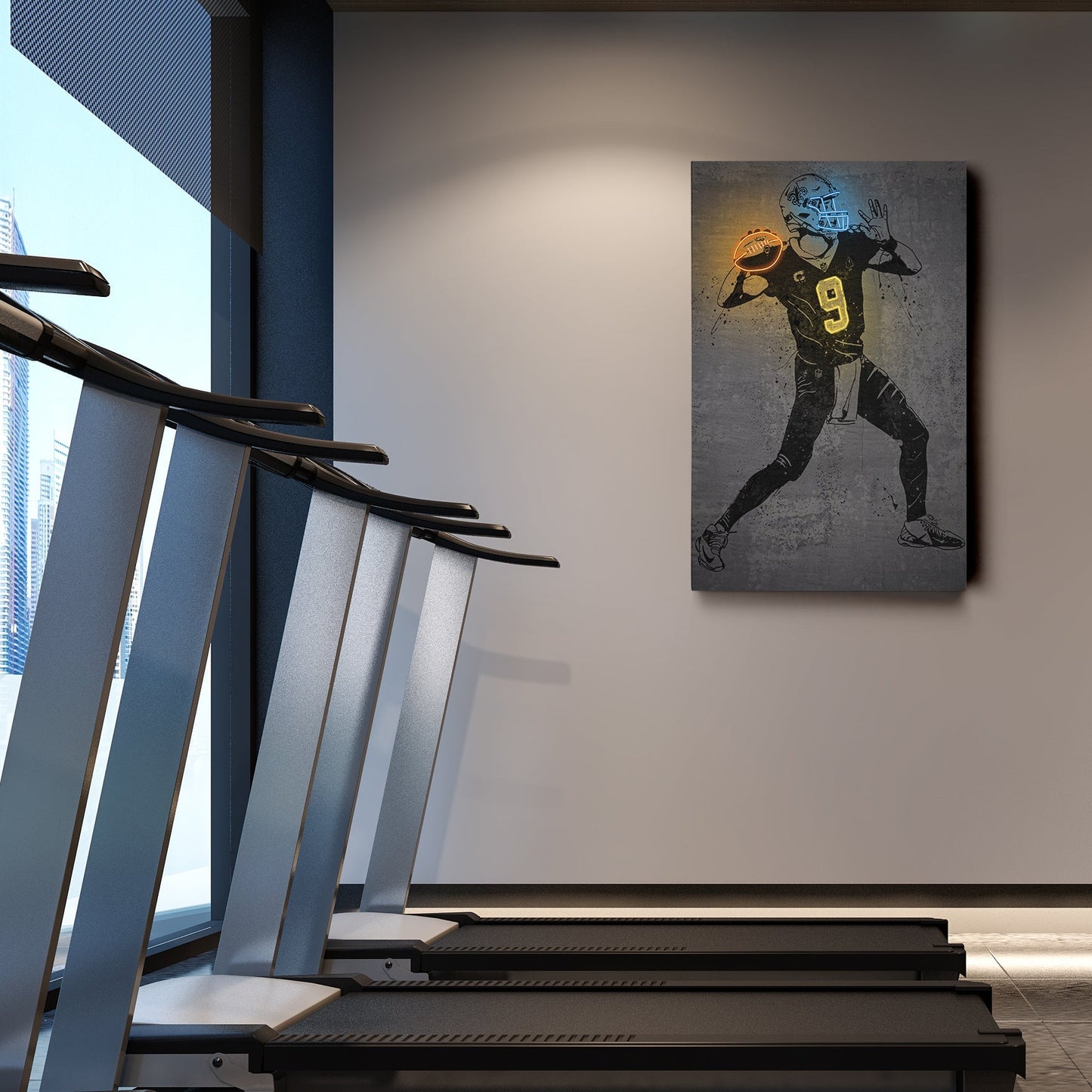 Drew Brees Neon Canvas Art | Modern Wall Decor for Saints Fans