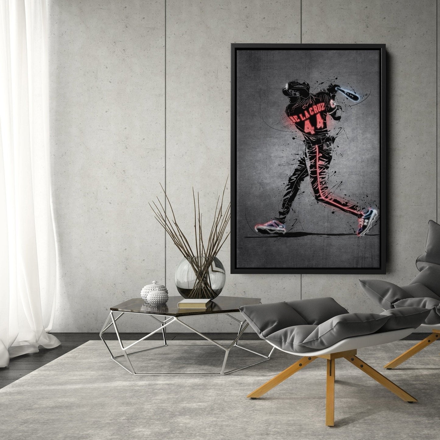 Elly De La Cruz Neon Canvas Art | Modern Wall Decor for Reds Fans