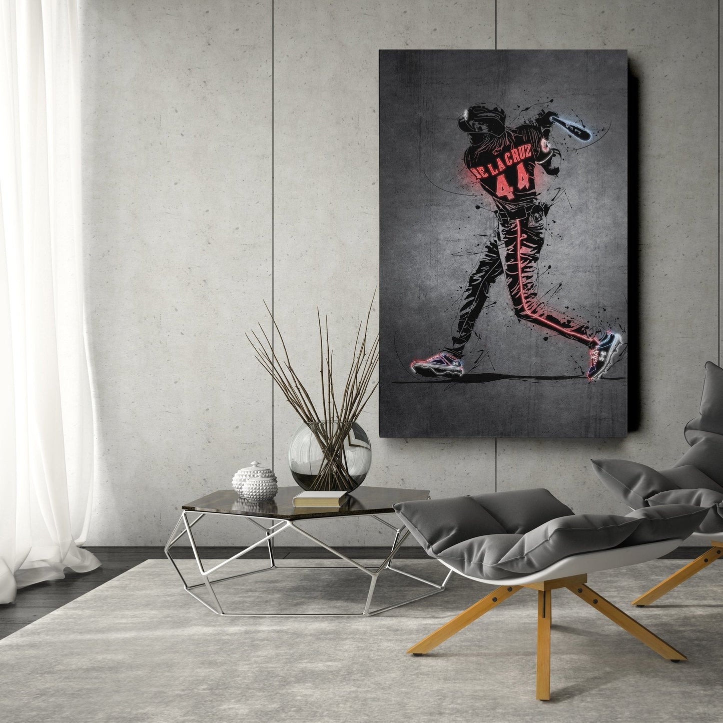 Elly De La Cruz Neon Canvas Art | Modern Wall Decor for Reds Fans