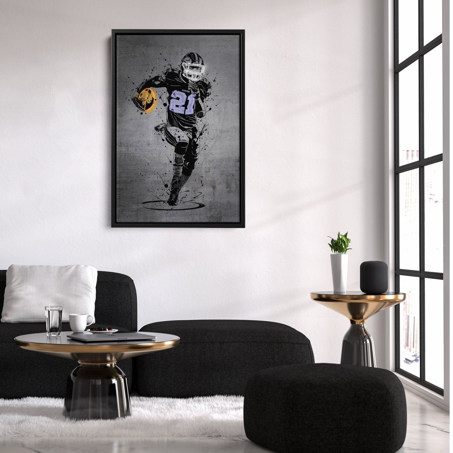 Ezekiel Elliott Neon Canvas Art | Modern Wall Decor for Cowboys Fans