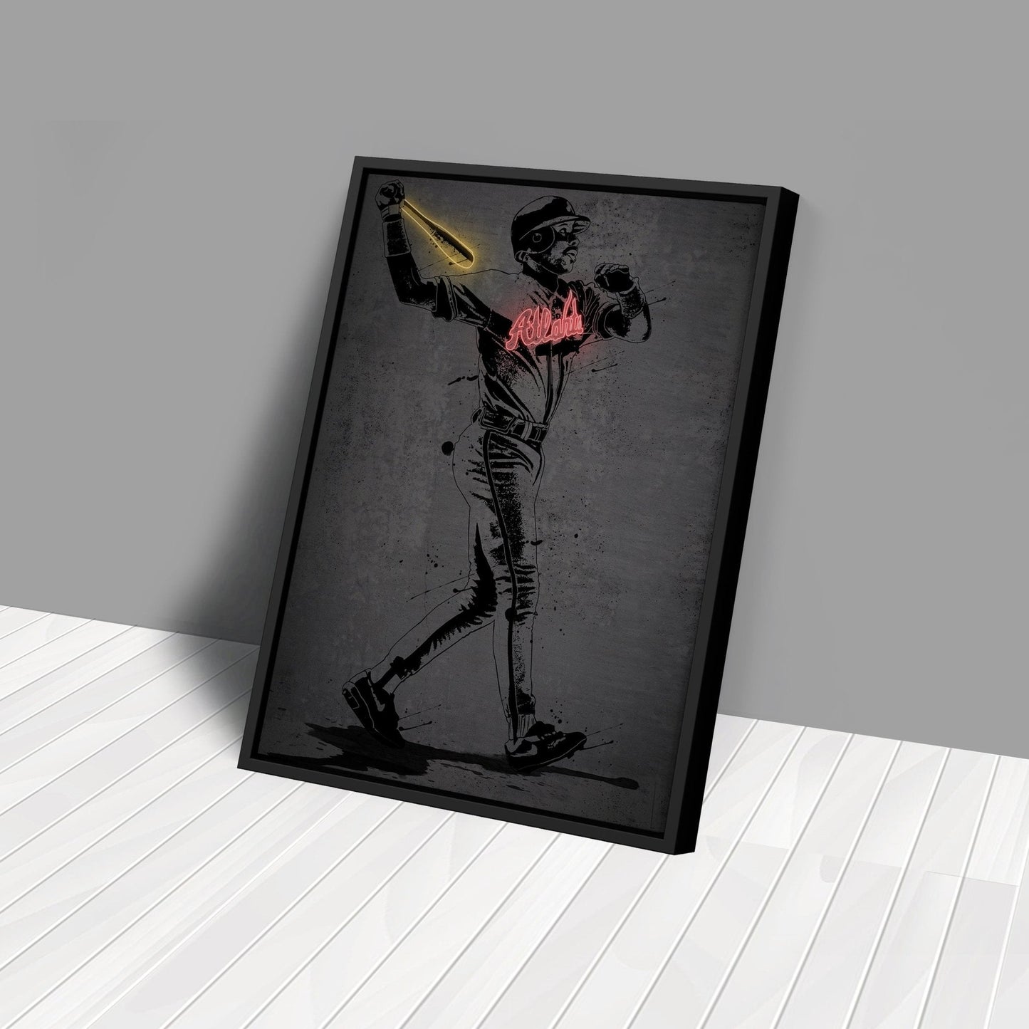 Fred McGriff Neon Canvas Art | Modern Wall Decor for Braves Fans