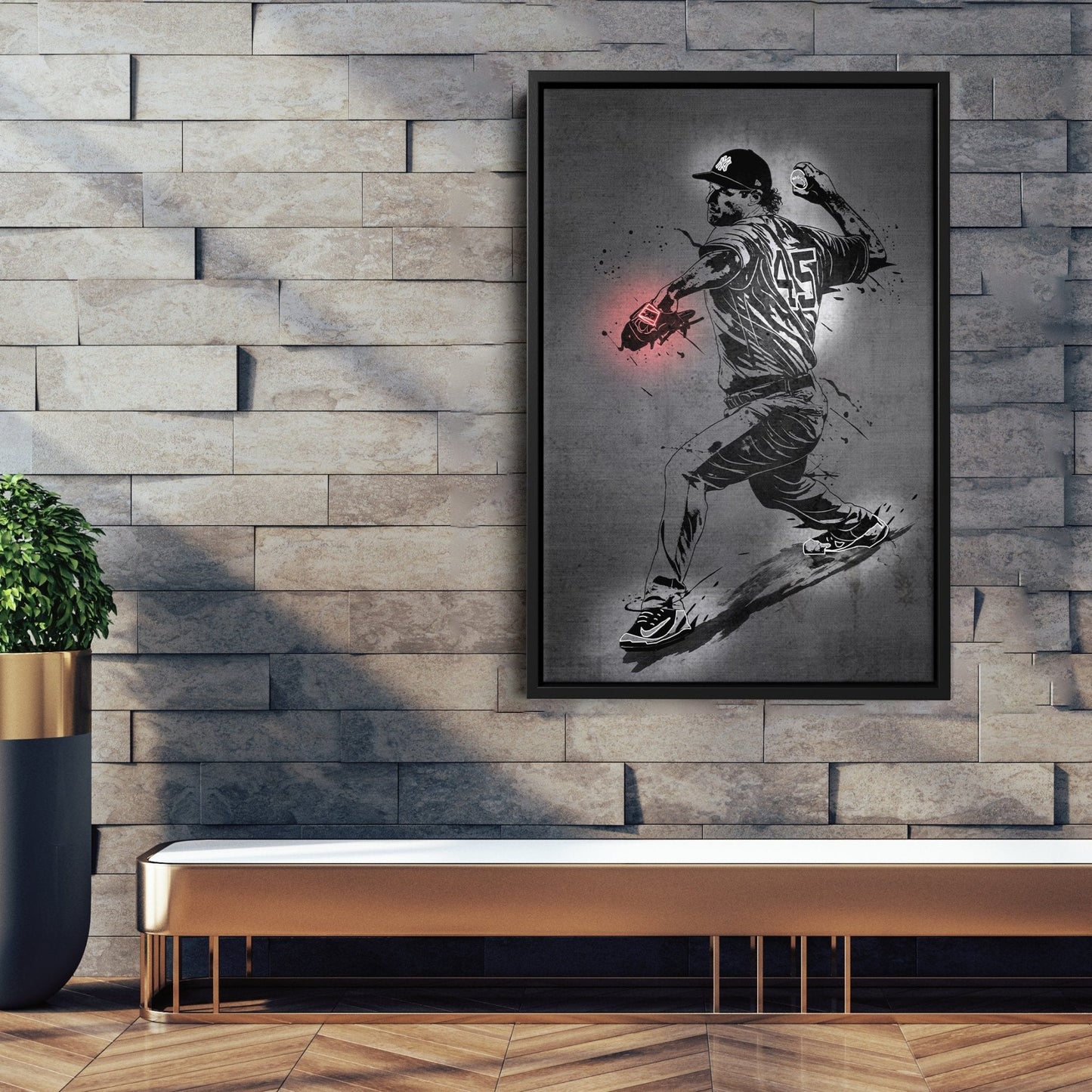Gerrit Cole Neon Canvas Art | Modern Wall Decor for Yankees Fans