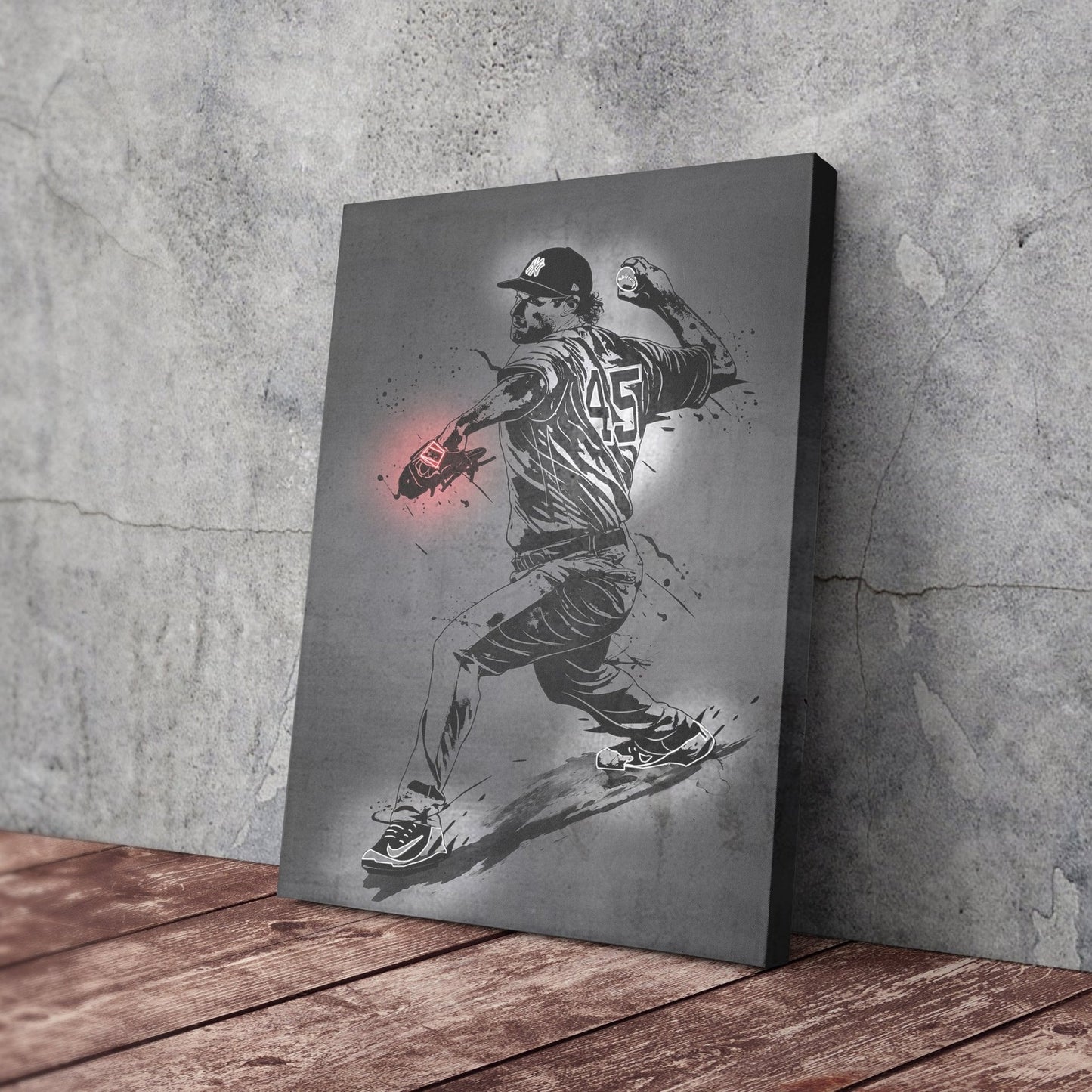 Gerrit Cole Neon Canvas Art | Modern Wall Decor for Yankees Fans