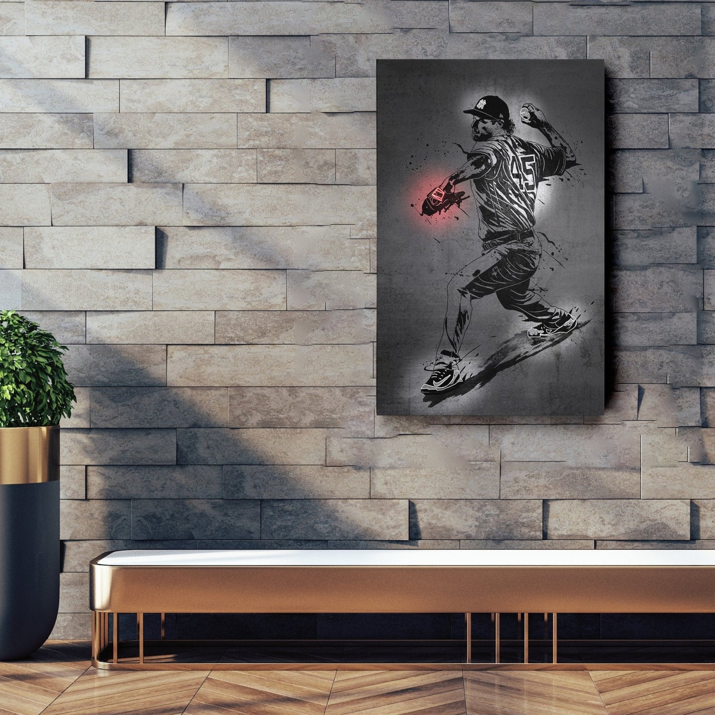 Gerrit Cole Neon Canvas Art | Modern Wall Decor for Yankees Fans