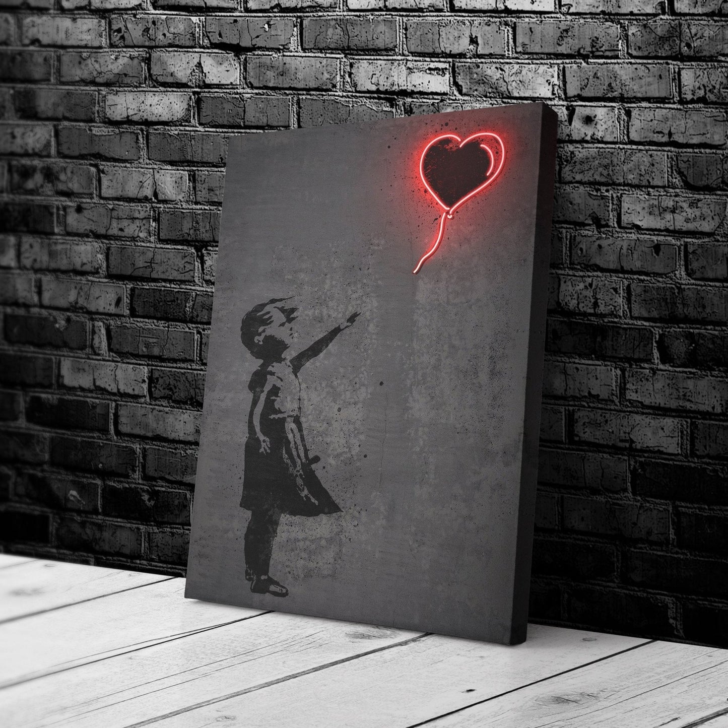 Girl with Balloon Canvas | Banksy Neon Wall Art