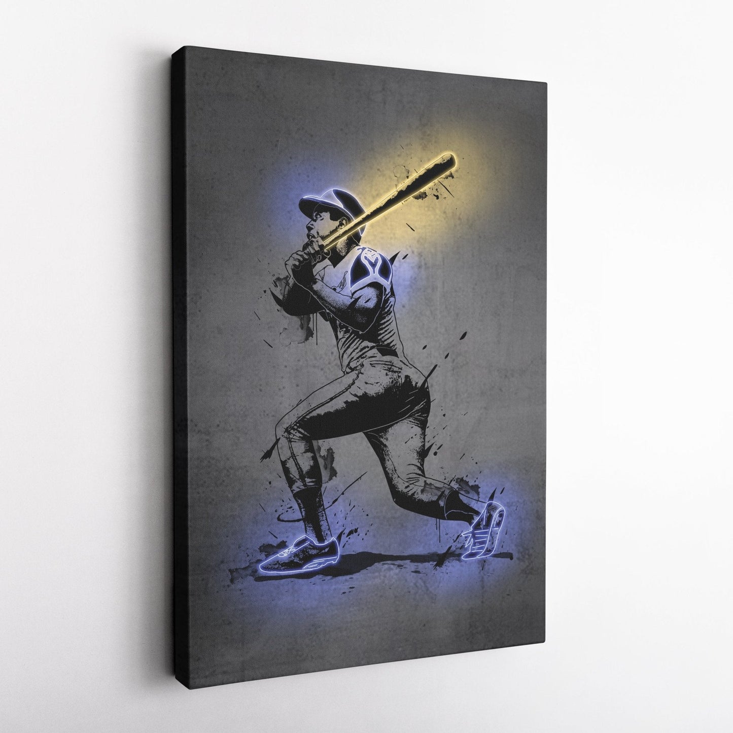 Hank Aaron Neon Canvas Art | Modern Wall Decor for Braves Fans