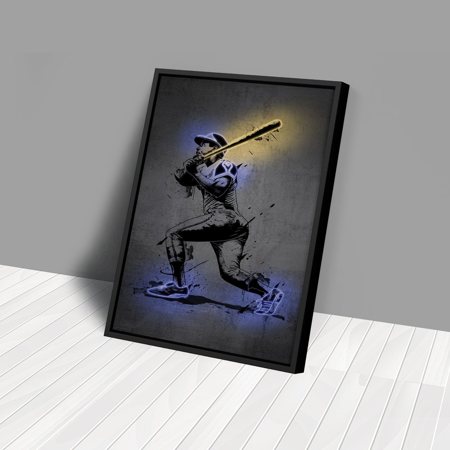 Hank Aaron Neon Canvas Art | Modern Wall Decor for Braves Fans