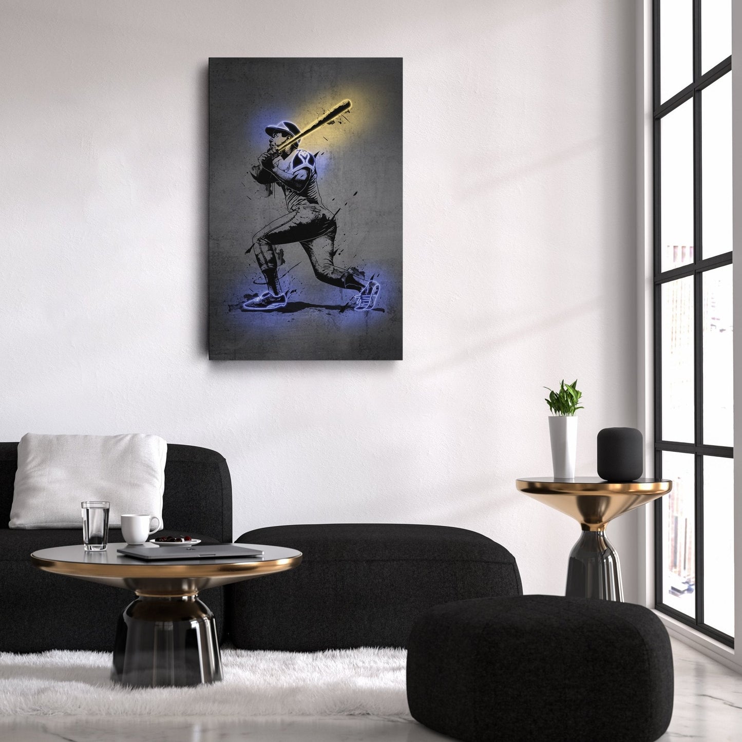 Hank Aaron Neon Canvas Art | Modern Wall Decor for Braves Fans
