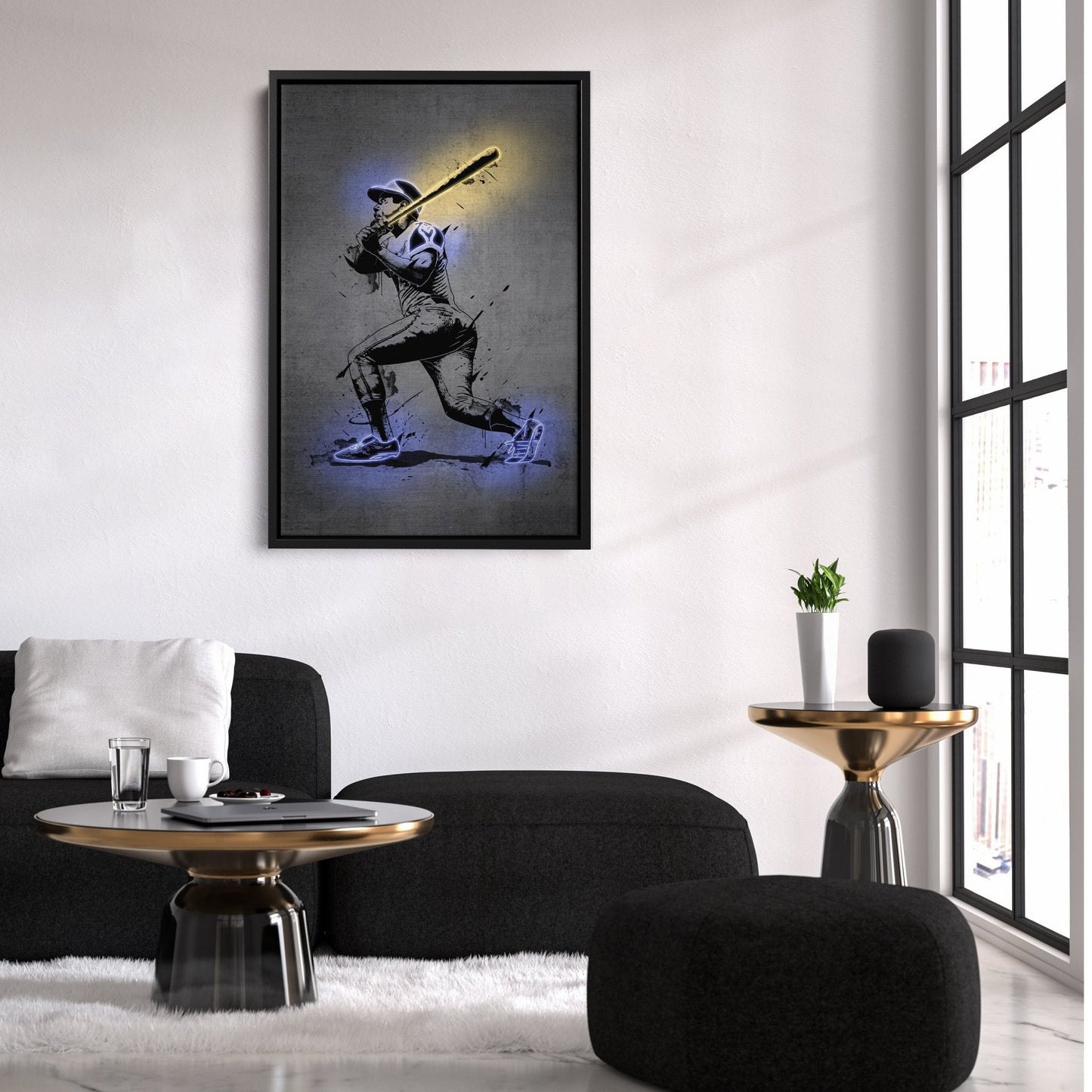 Hank Aaron Neon Canvas Art | Modern Wall Decor for Braves Fans
