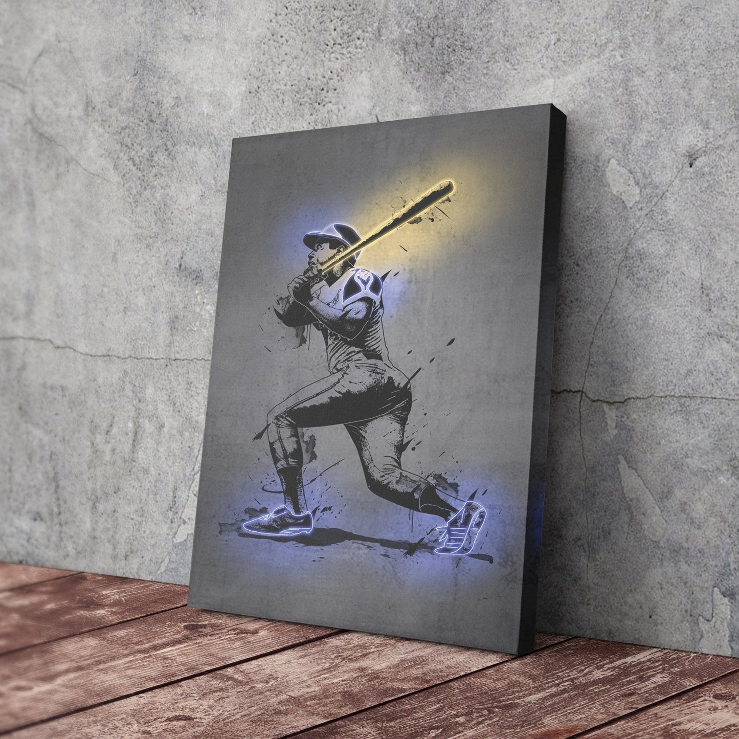 Hank Aaron Neon Canvas Art | Modern Wall Decor for Braves Fans
