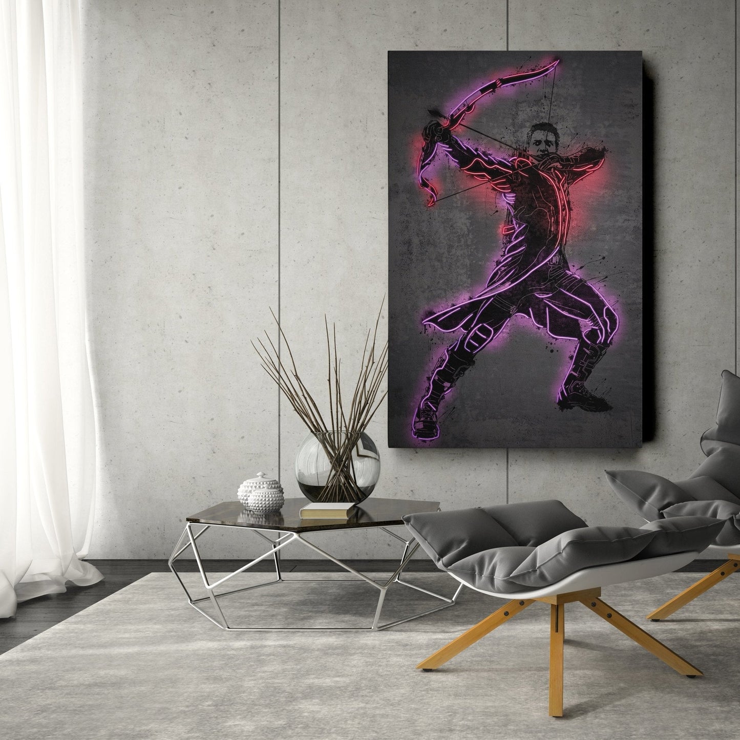 Hawkeye Canvas | Marvel Neon Wall Art