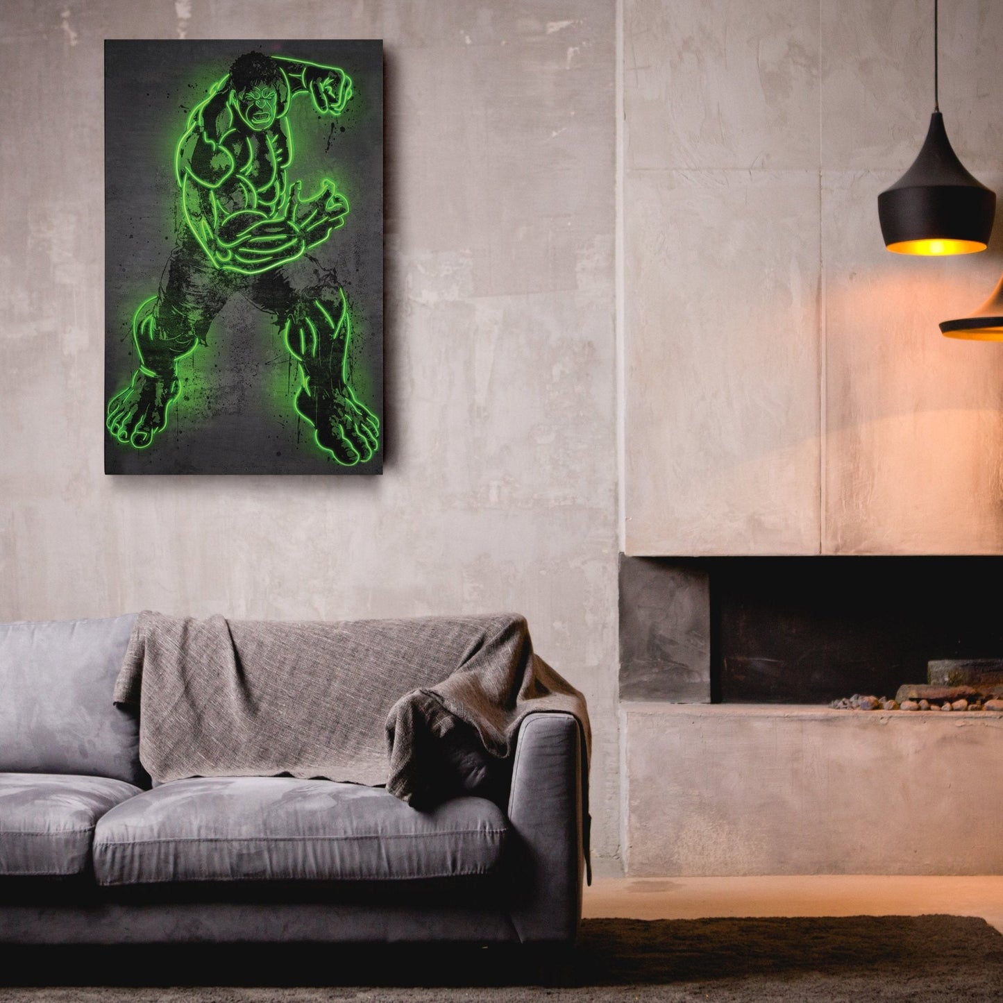 Hulk Canvas | Marvel Neon Wall Art